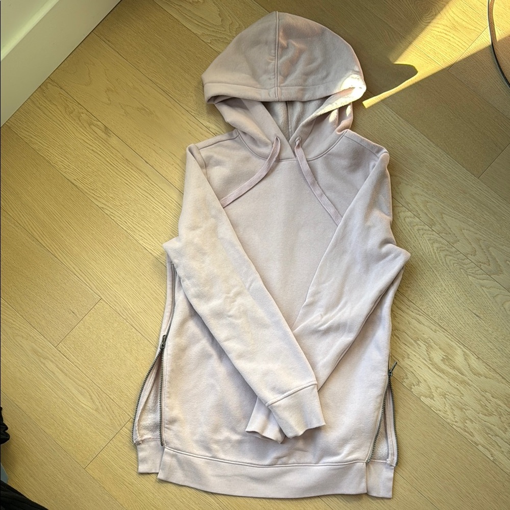 Cozy Maternity and Nursing Pink Pullover Sweater with Hood and side zippers